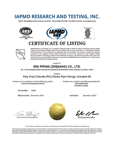 IAPMO Certificate IAPMO Certificate