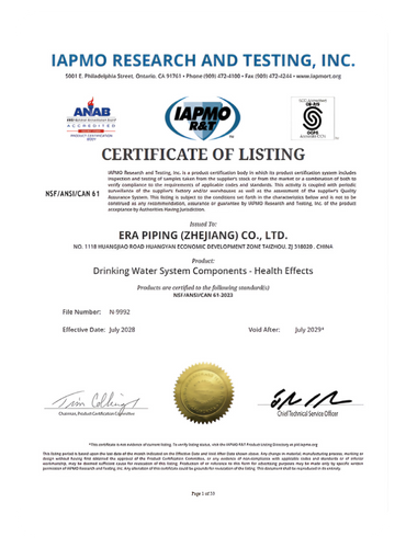 IAPMO Certificate 2 IAPMO Certificate